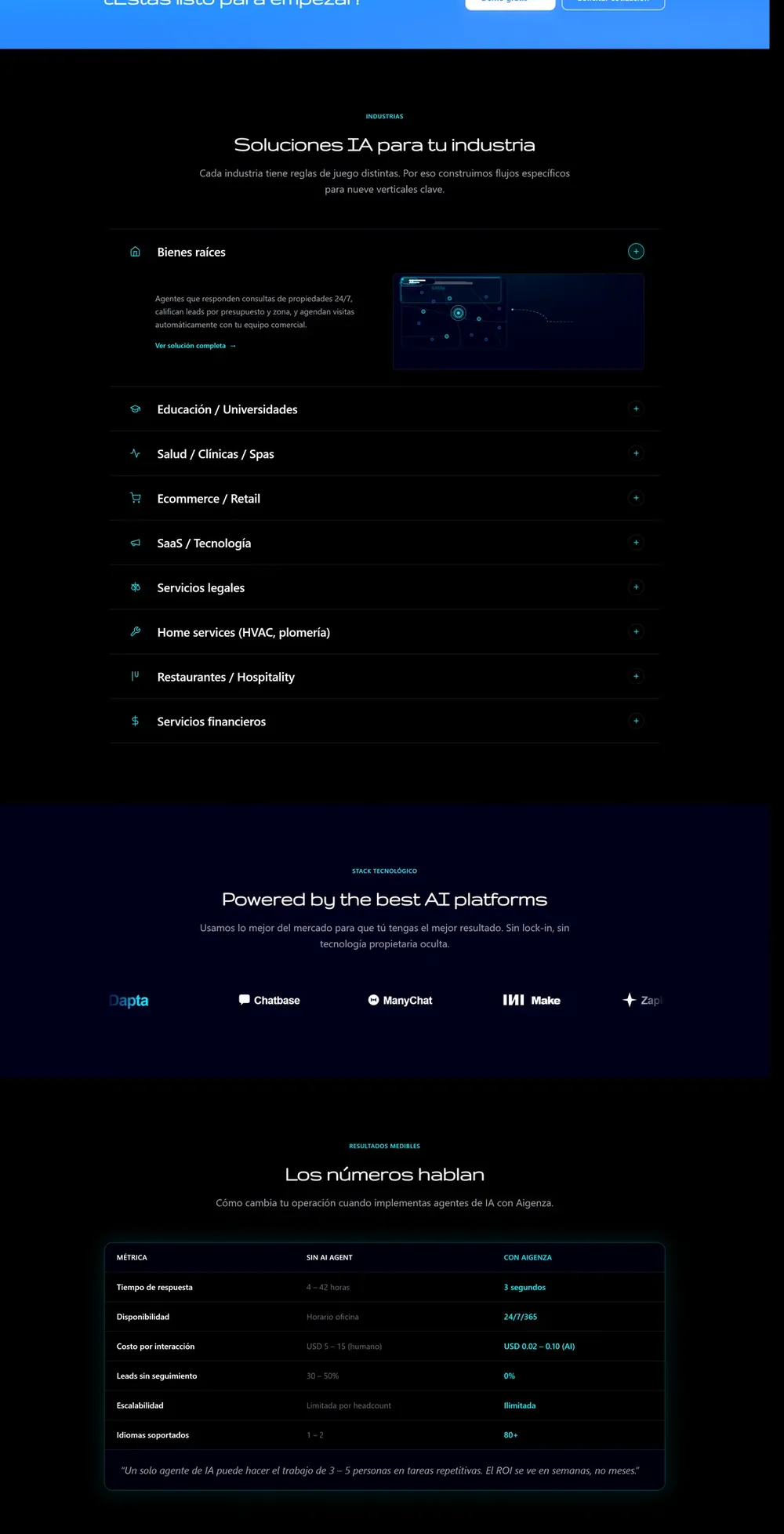 Aigenza, Página principal (parte 2)