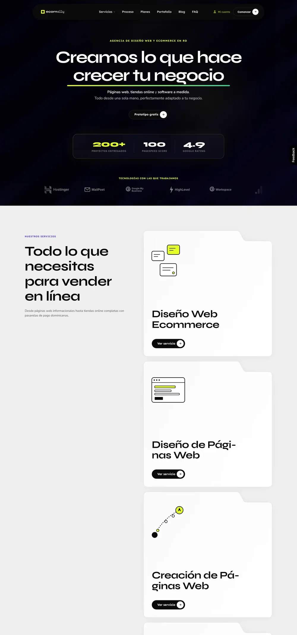 Ecomally, Página principal (parte 1)