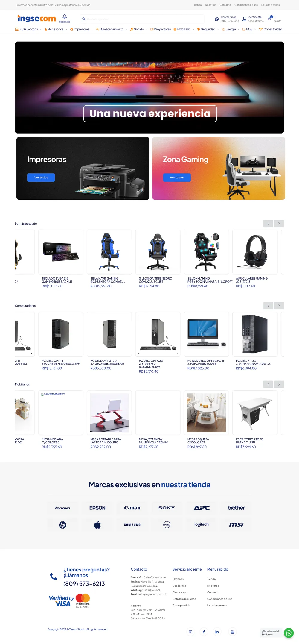 Ingsecom, Página principal