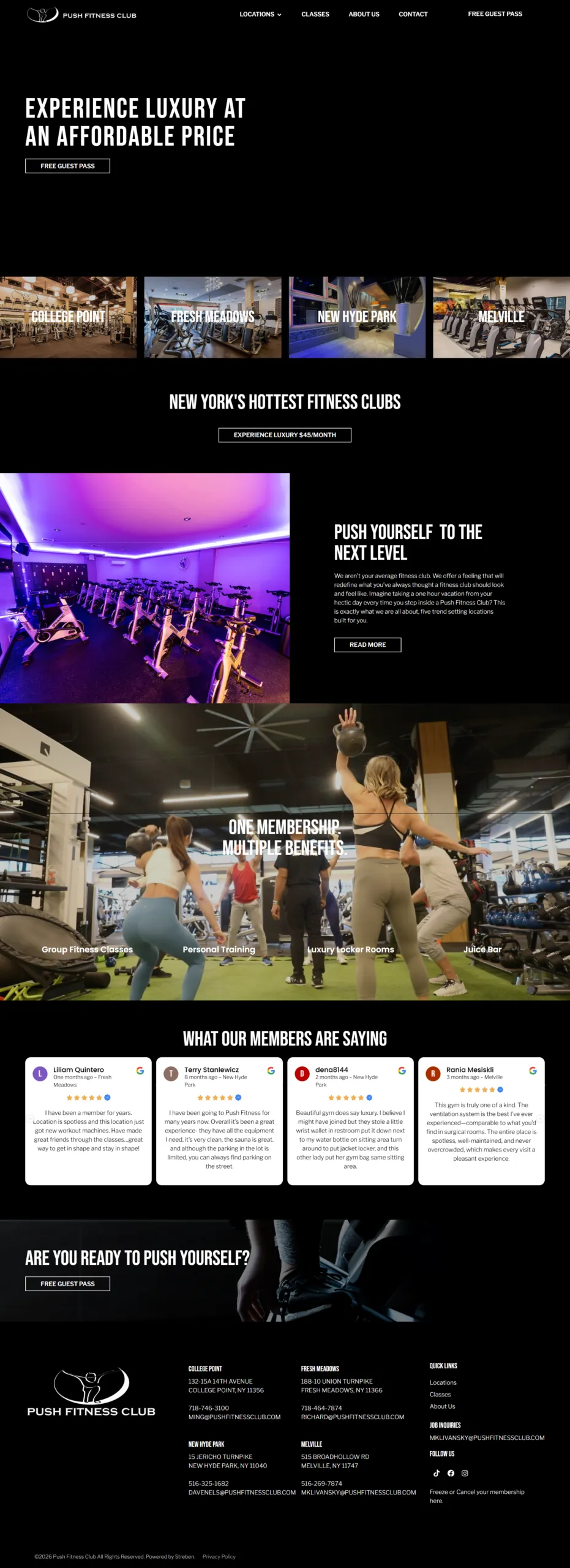 Push Fitness, Página principal