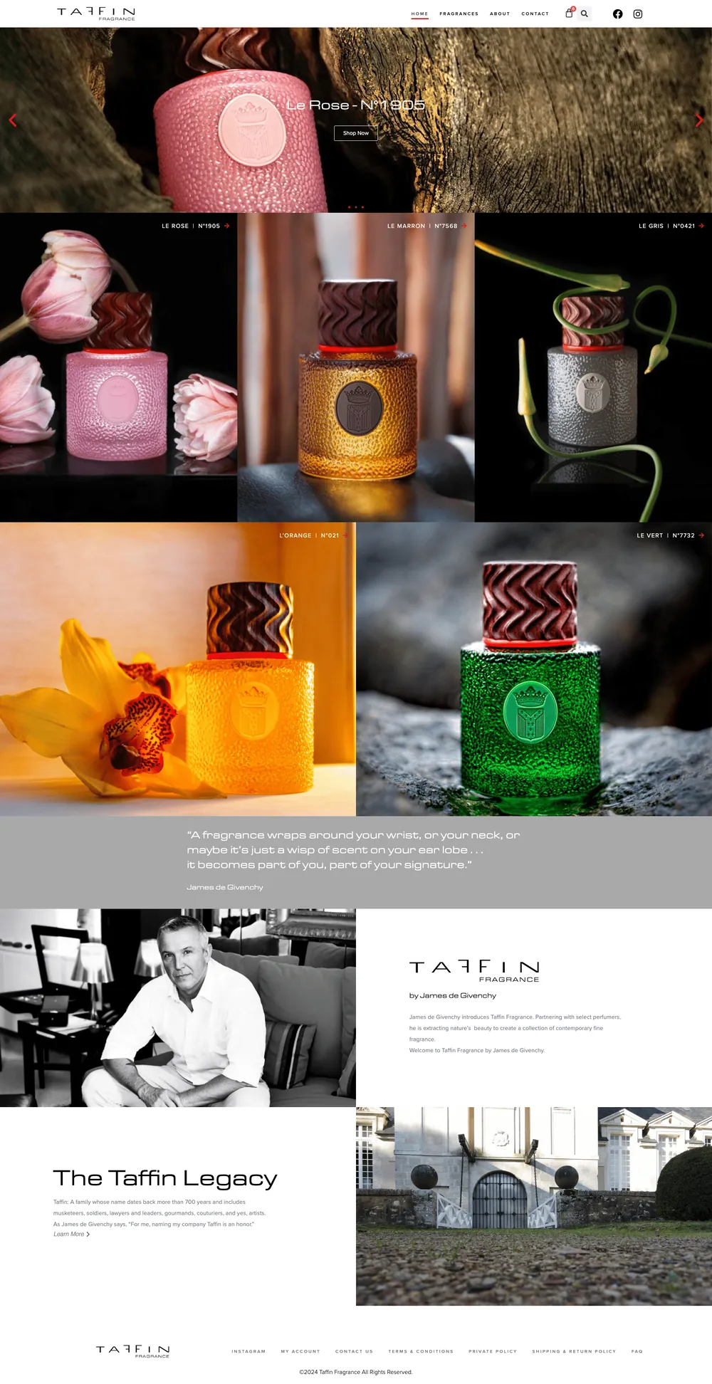 Taffin Fragrance, Página principal