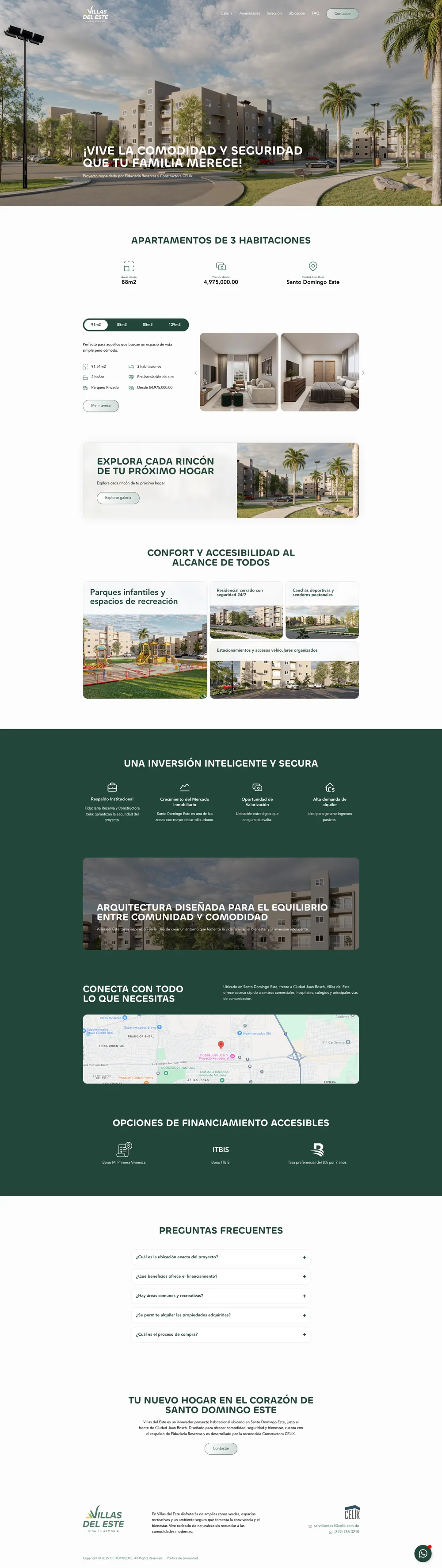 Villas del Este, Página principal